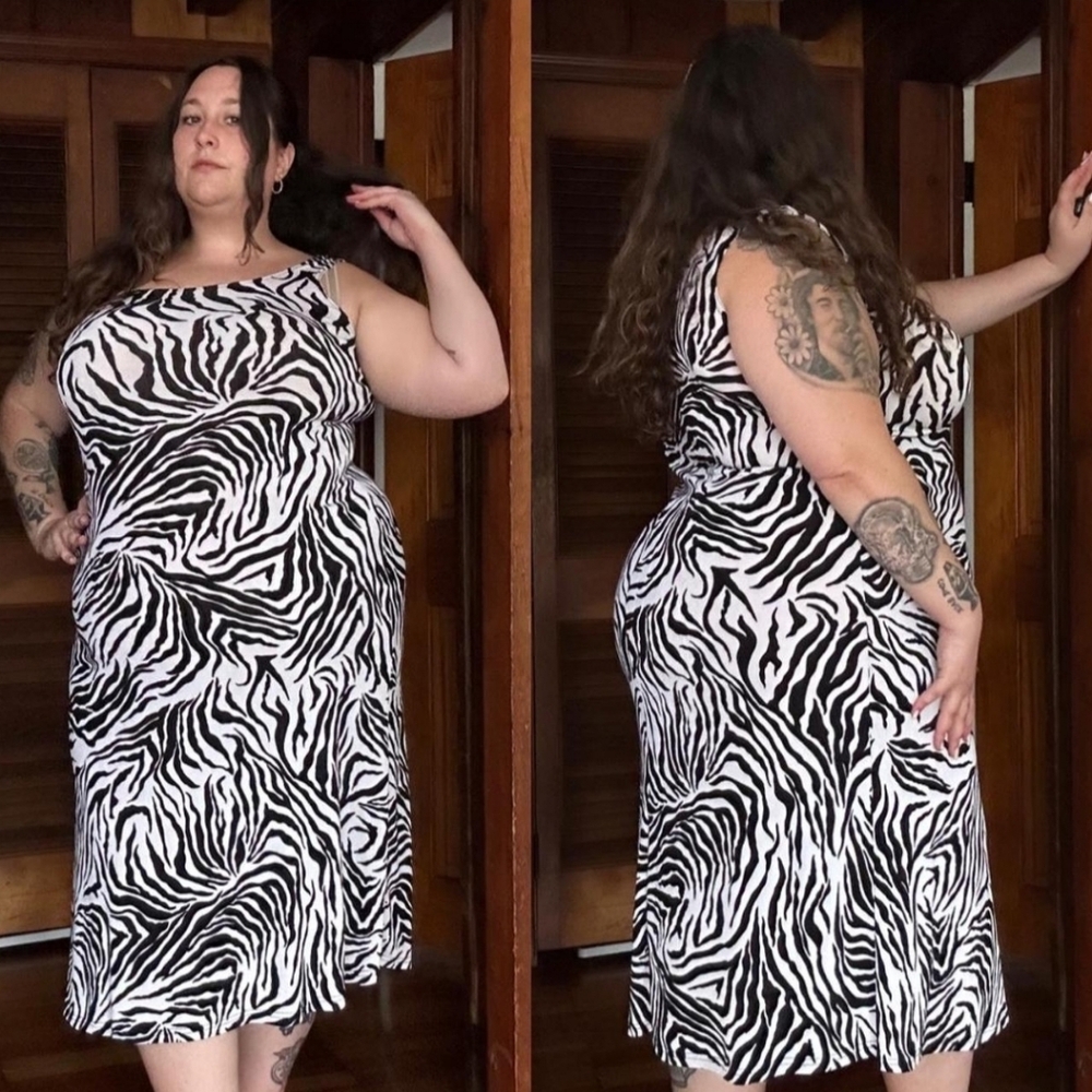 EUC Jostar Vintage 90s Zebra Print Sleeveless Midi Dress